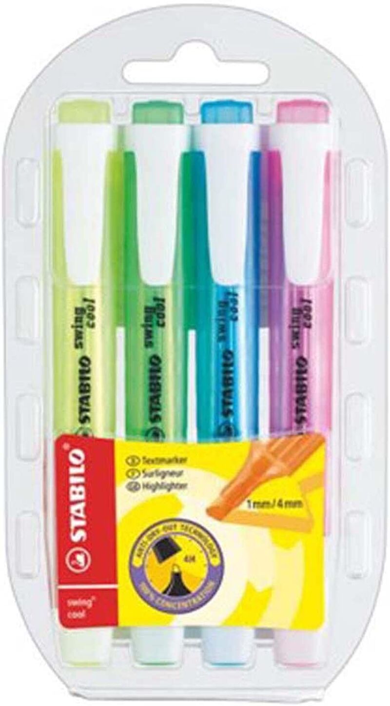  ESTUCHE 4 MARCADORES FLUORESCENTES STABILO SWING COOL 