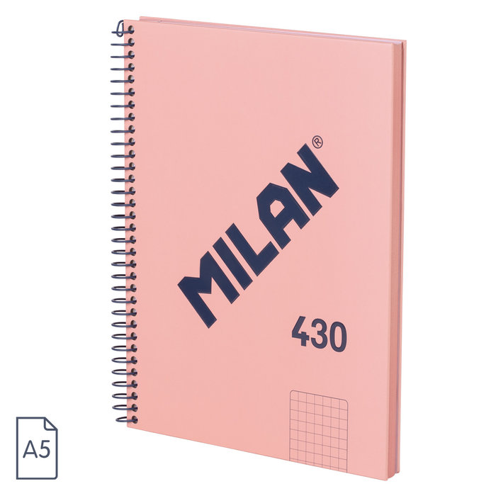 CUADERNO ESPIRAL MILAN ROSA A5 CUADRICULA